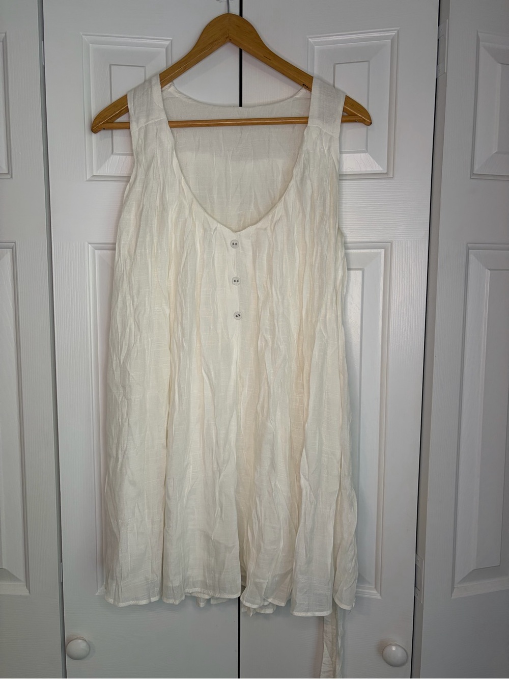 Lightweight Cream Button-Front Sundress - Picture 3 of 4